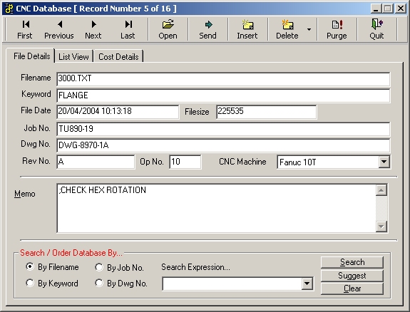 CNC Database allows you to store extra info about your NC Gcode files